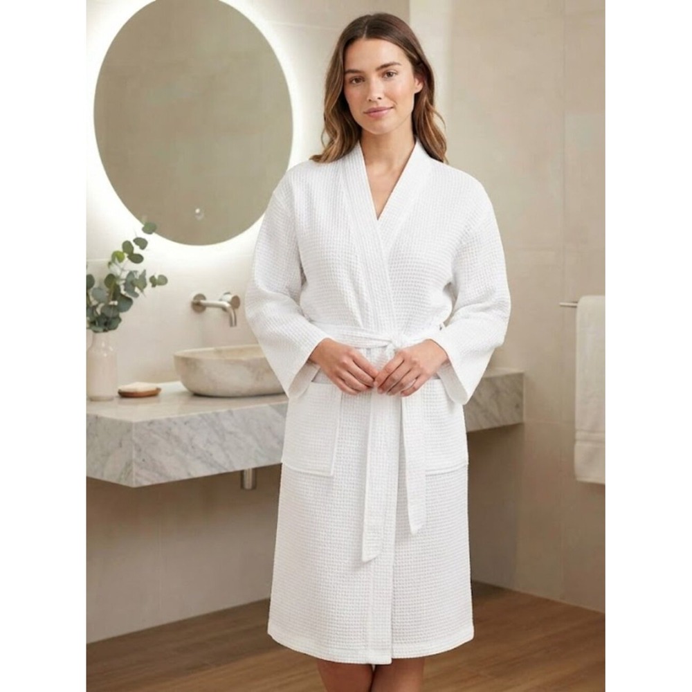 White Waffle Knit Robe